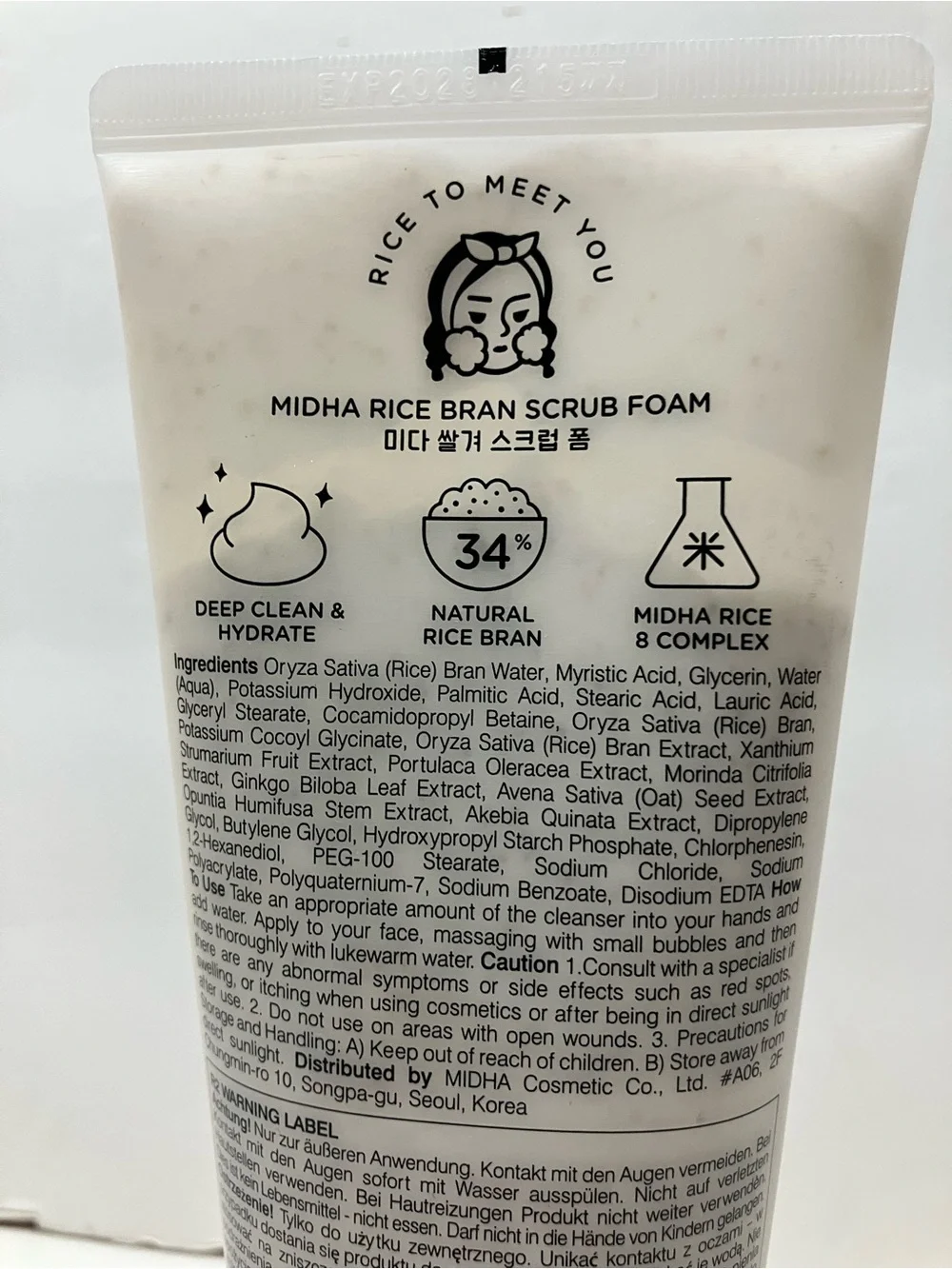 MIDHA Rice Bran Scrub Foam 5.07fl.oz/150ml Made in Korea